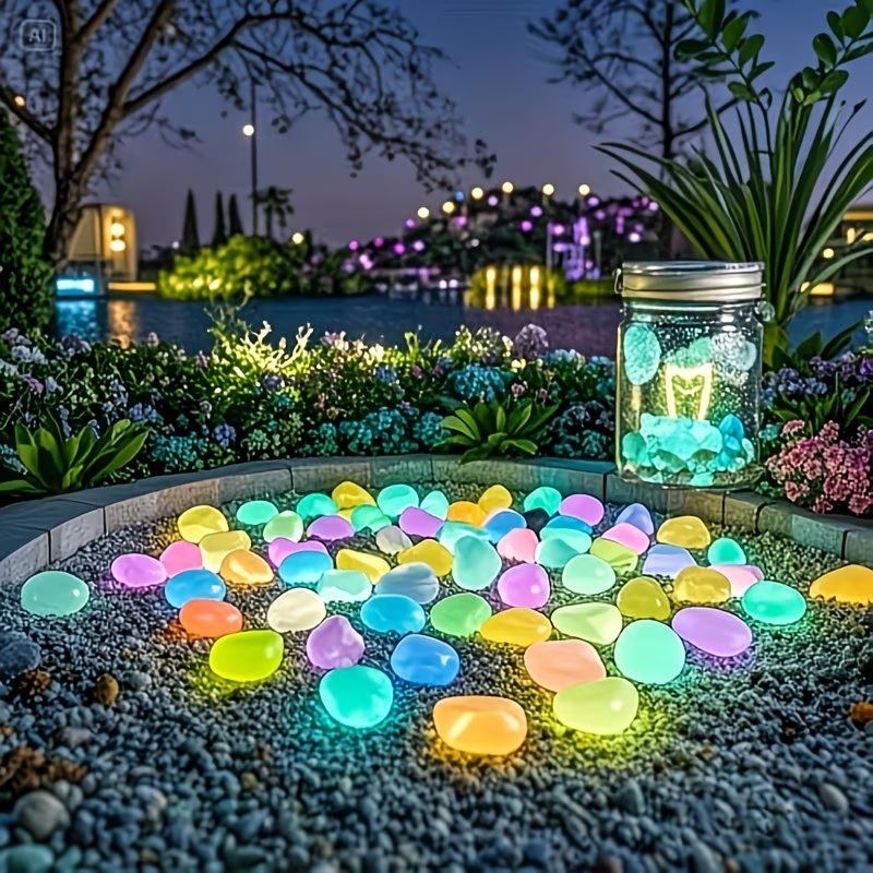 Aquarium Plant In Pot - 300PCS Luminous Pebble Set,0.9-1.5cm Resin Glow