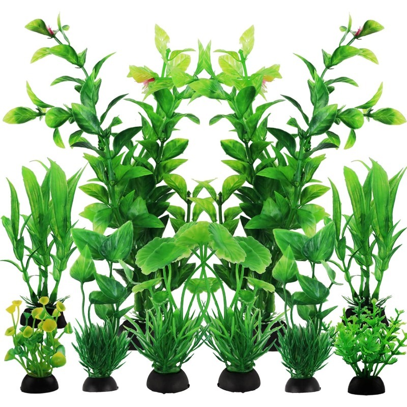 Aquarium Planted Tank - 10/20Pcs Artificial Aquarium Plants Ornaments Green